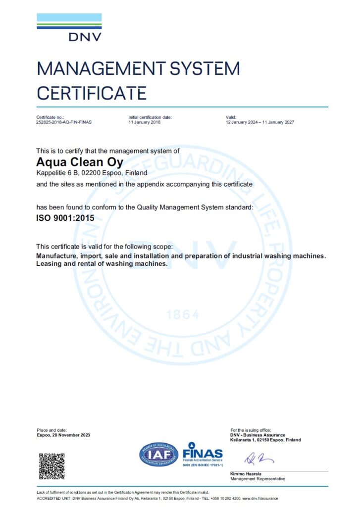 Aqua Clean Oy ISO 9001 ENG