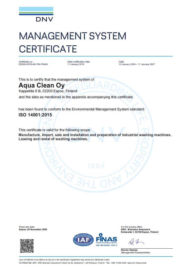 ISO14001 certificate